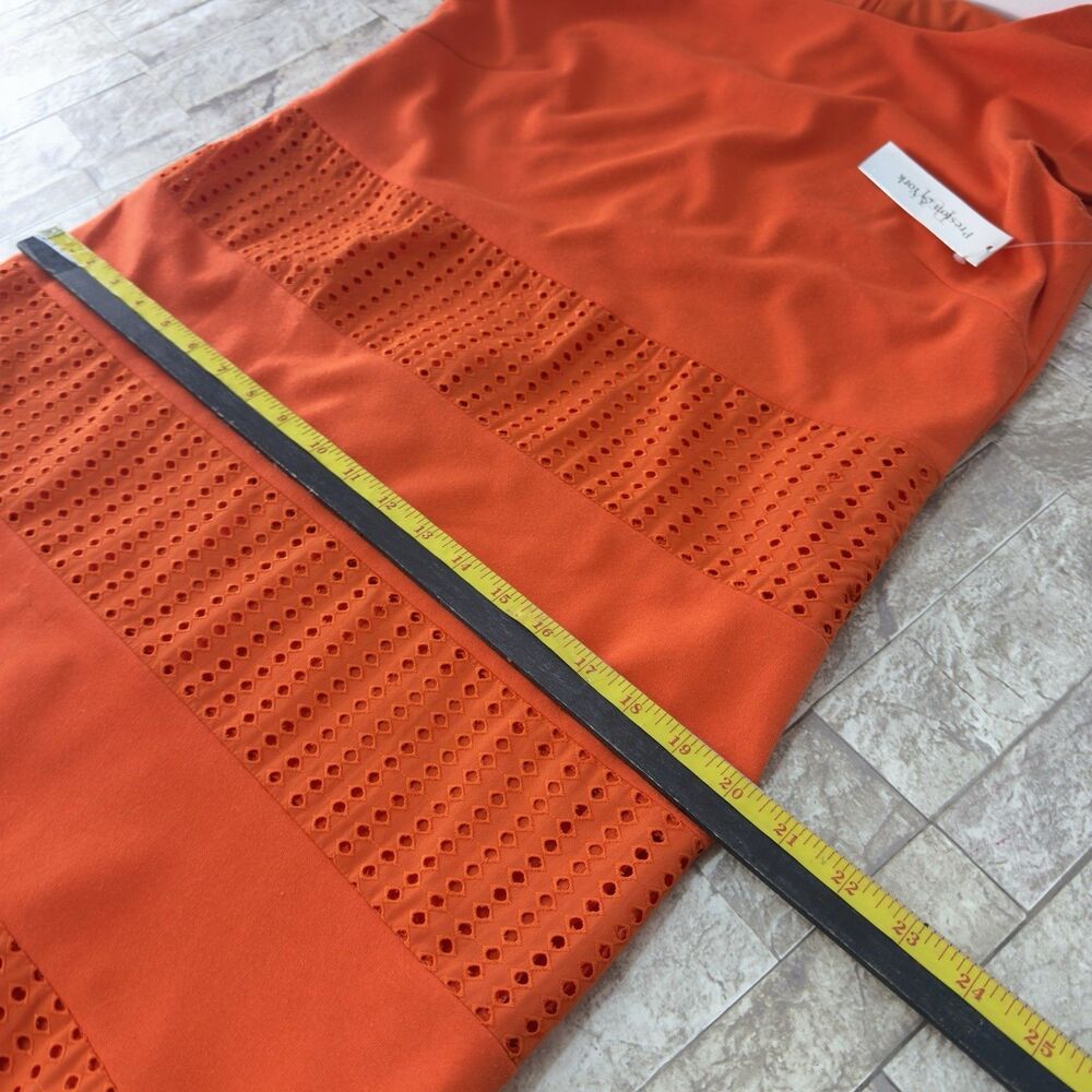 New Preston & York Sheath Women Dress Size 8 Stretch Orange Sleeveless - Picture 15 of 16